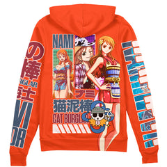 Nami V2 One Piece" Streetwear Zip Hoodie Jacket
