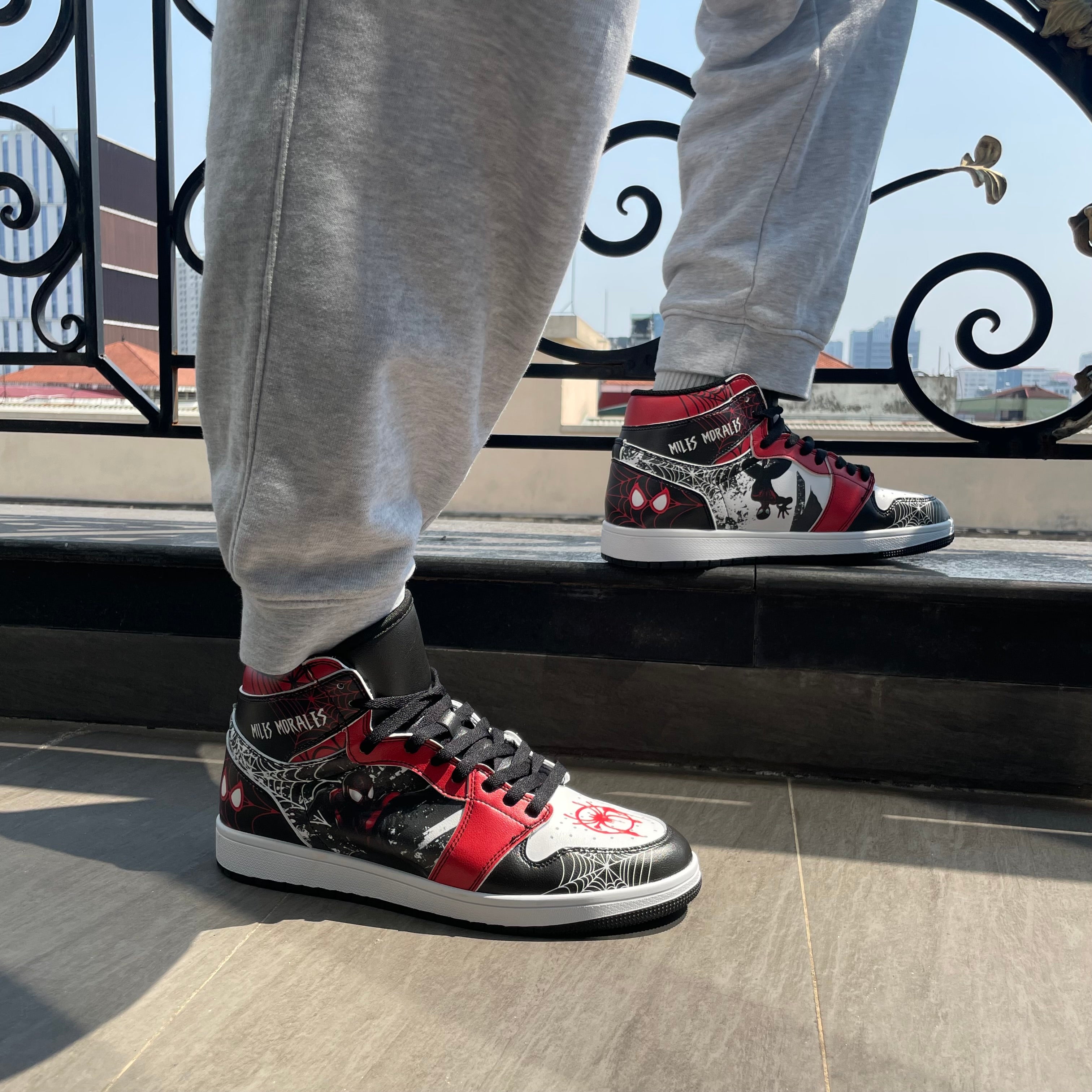 Spider-Verse J1 V2 Shoes Custom Miles Morales Mid 1 Basketball Shoes - Nysekai