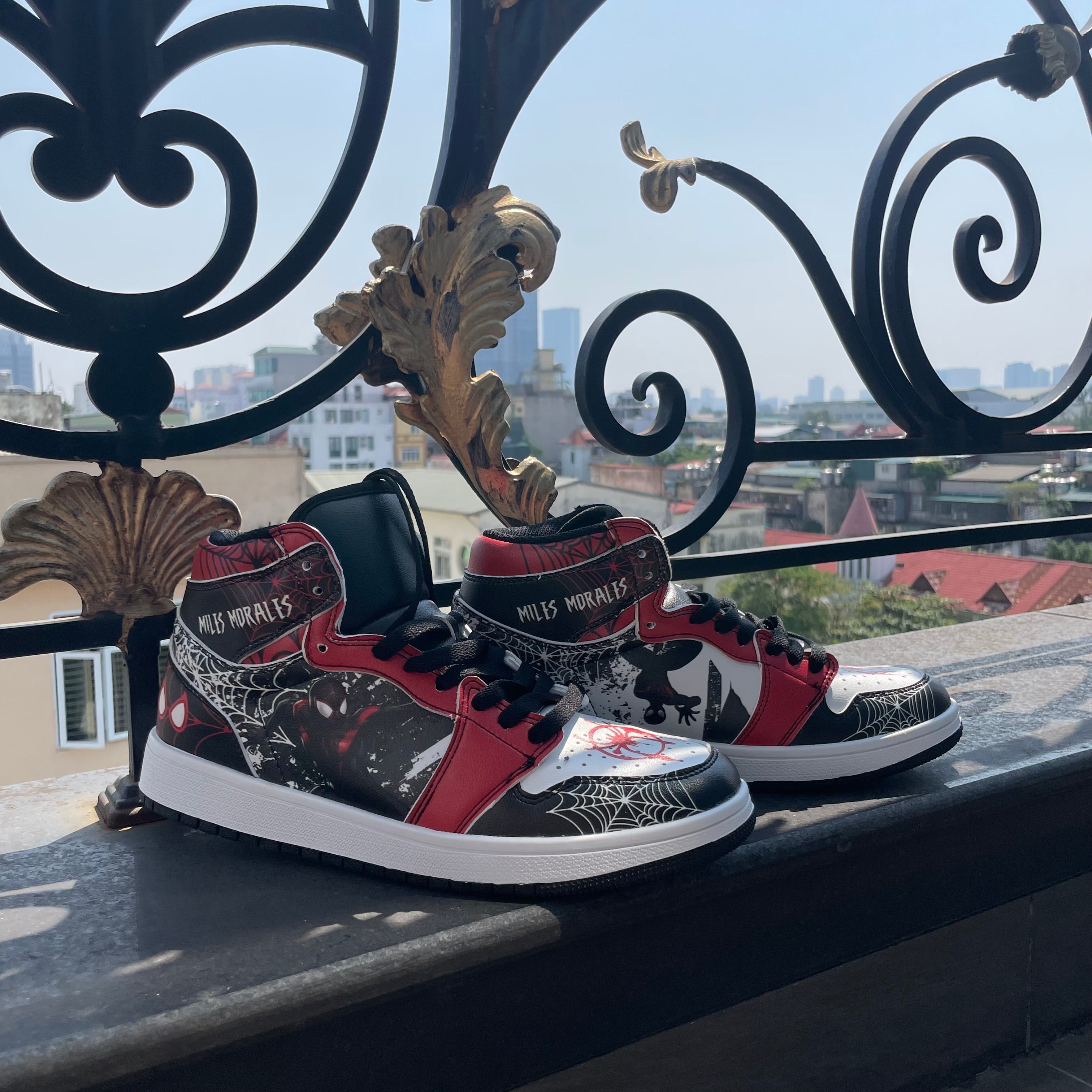 Spider-Verse J1 V2 Shoes Custom Miles Morales Mid 1 Basketball Shoes - Nysekai