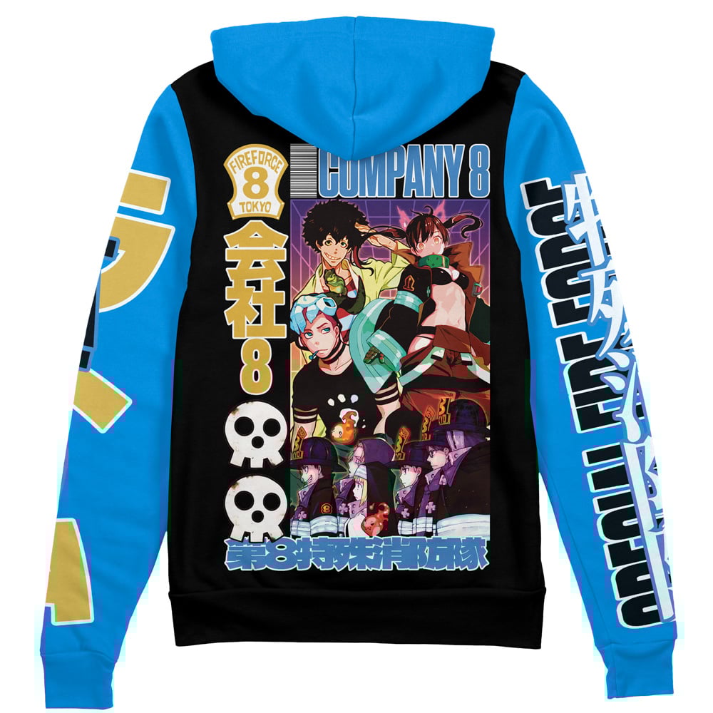 Company 8 Fire Force" Streetwear Zip Hoodie Jacket