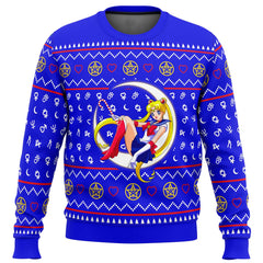 Sailor Moon Sitting on Moon Ugly Christmas Sweater