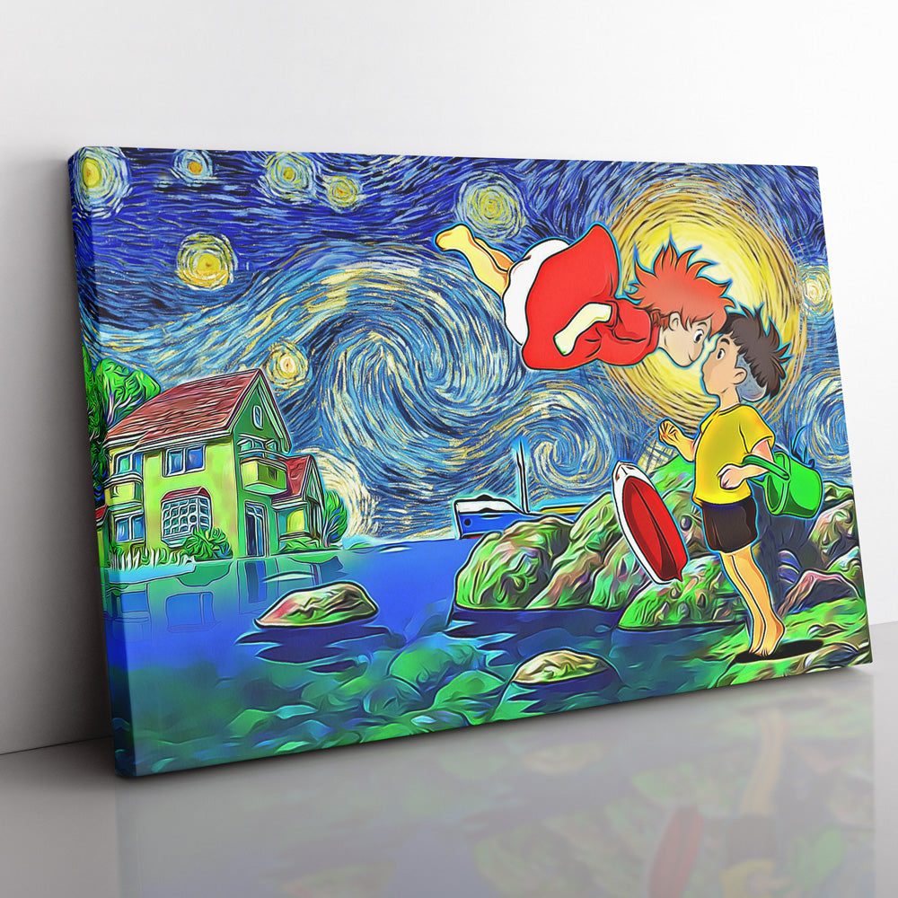 Ponyo Starry Night Studio Ghibli Canvas Print Wall Art - Nysekai