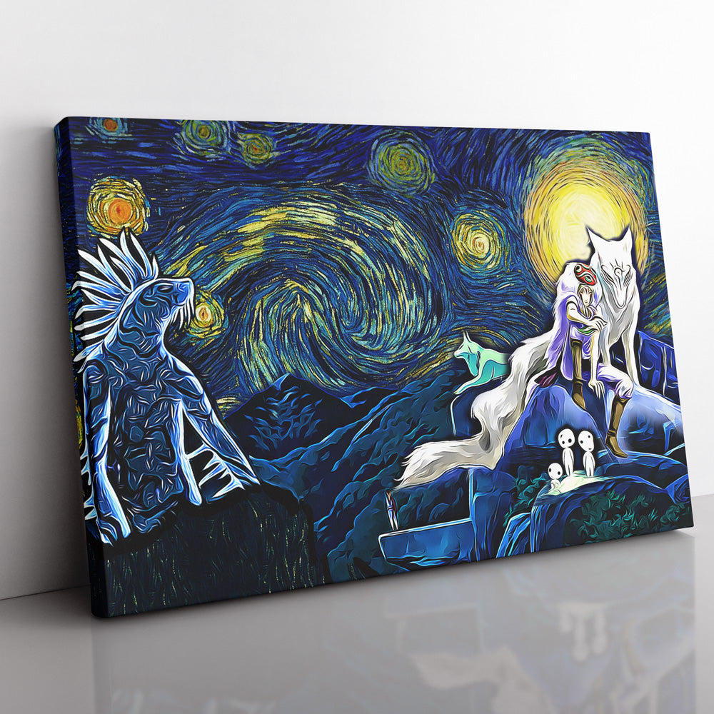 Princess Mononoke Starry Night Studio Ghibli Canvas Print Wall Art - Nysekai