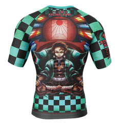 Trippy Kamado Tanjiro Demon Slayer Short Sleeve Rash Guard Compression Shirt