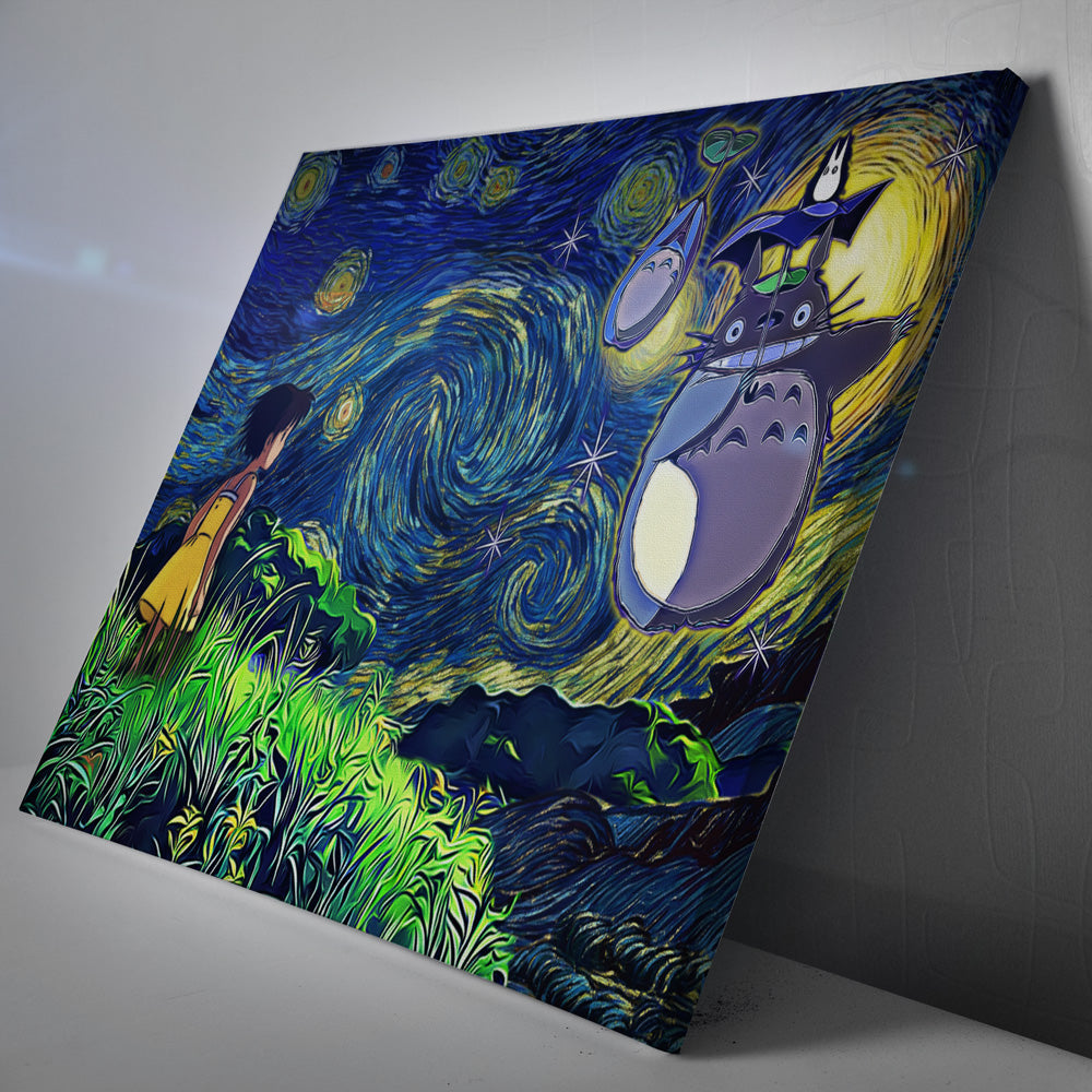 Totoro Starry Night Studio Ghibli Canvas Print Wall Art - Nysekai