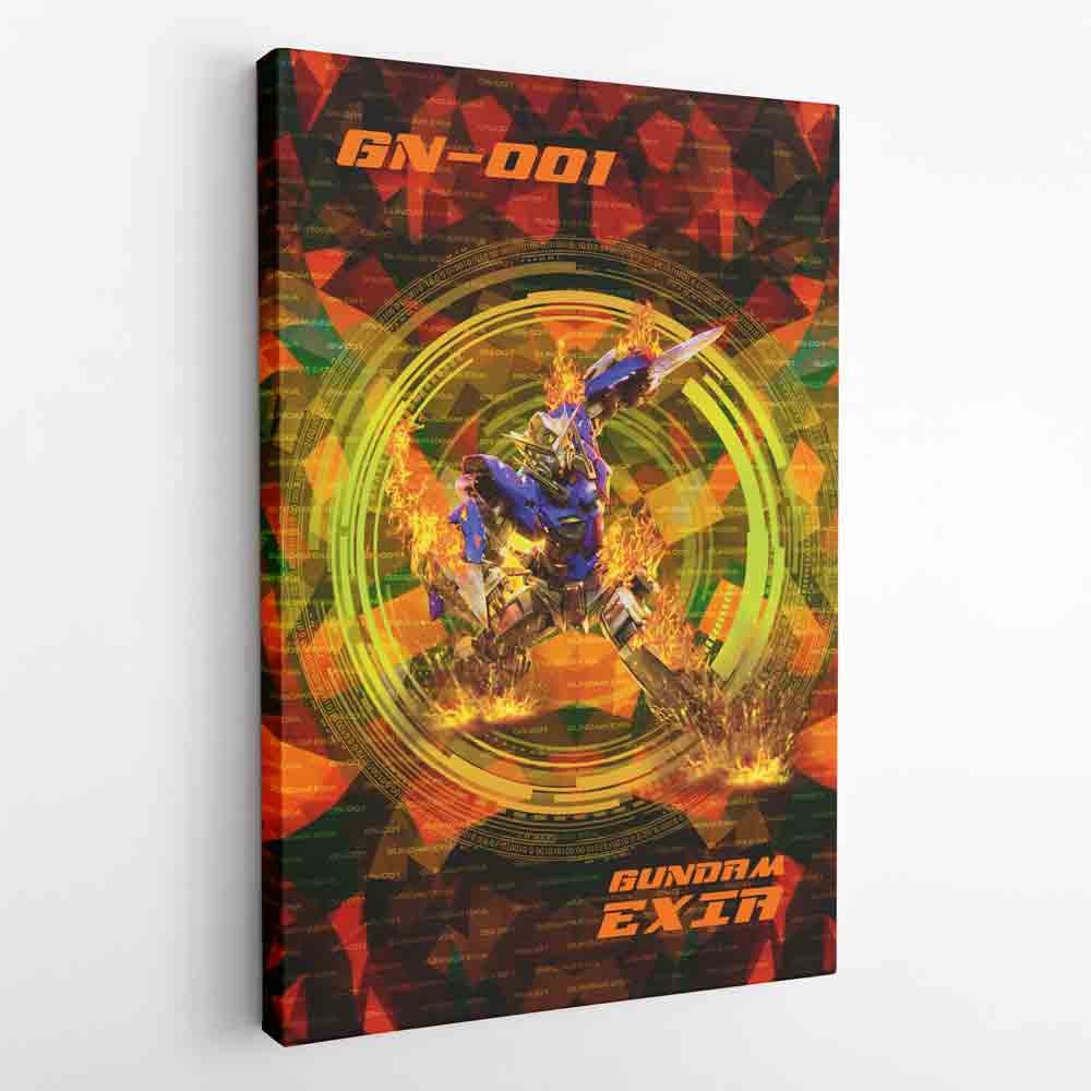 Trippy Burning Gundam Canvas Print Wall Art - Nysekai