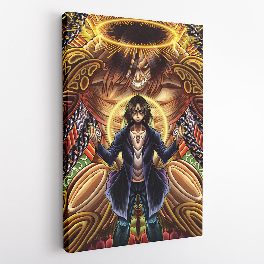 Trippy Eren Yeager Timeskip Attack on Titan Vertical Canvas Print Wall Art - Nysekai