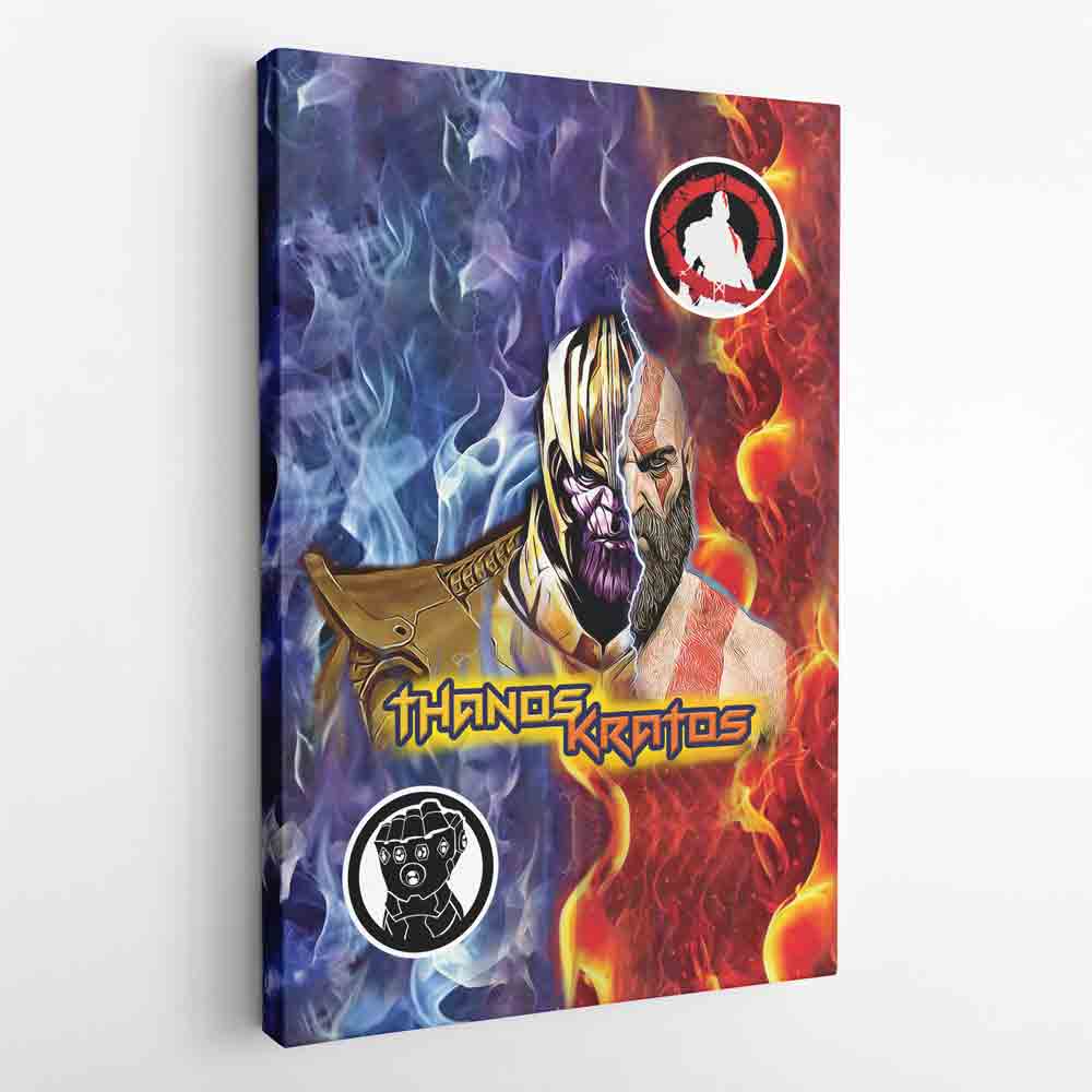 Trippy Thanos and Kratos Marvel Canvas Print Wall Art - Nysekai